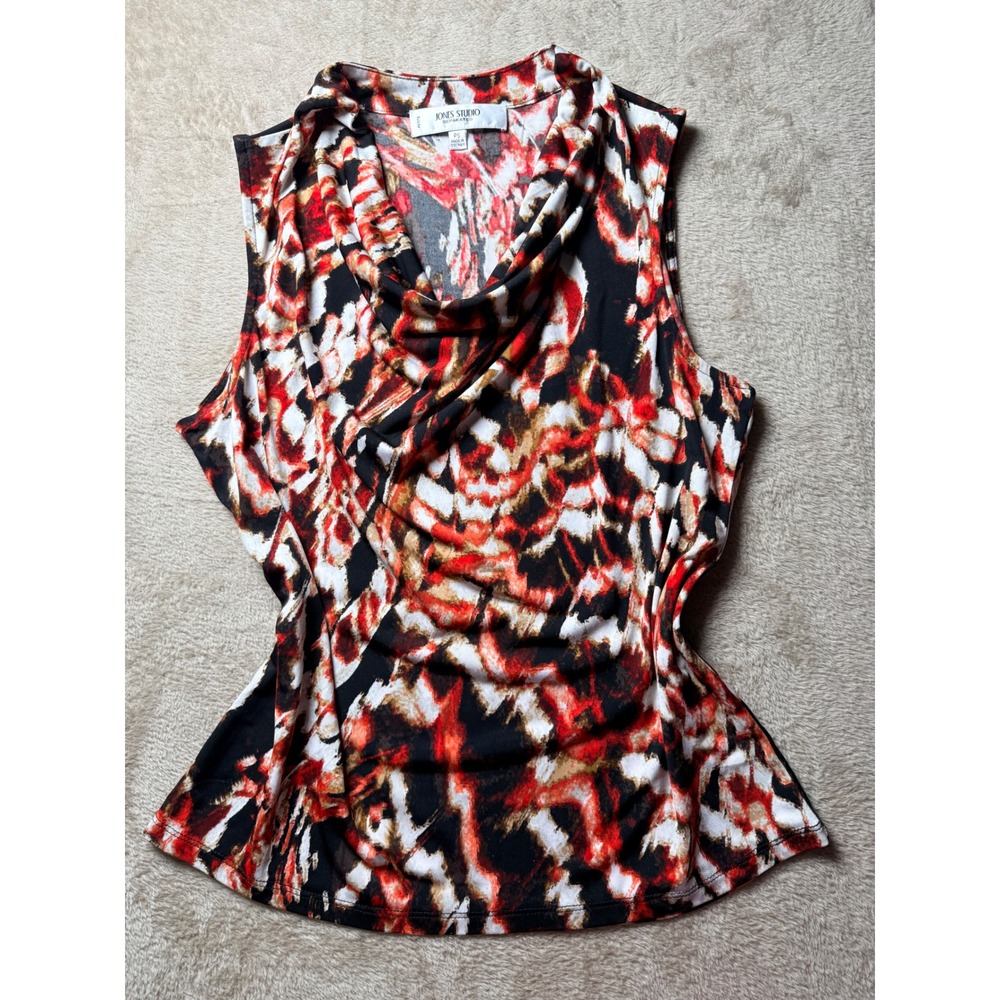 Jones Studio Separates Womens‎ PS Abstract Cowl Neck Top Indie Sleeze Mob wife